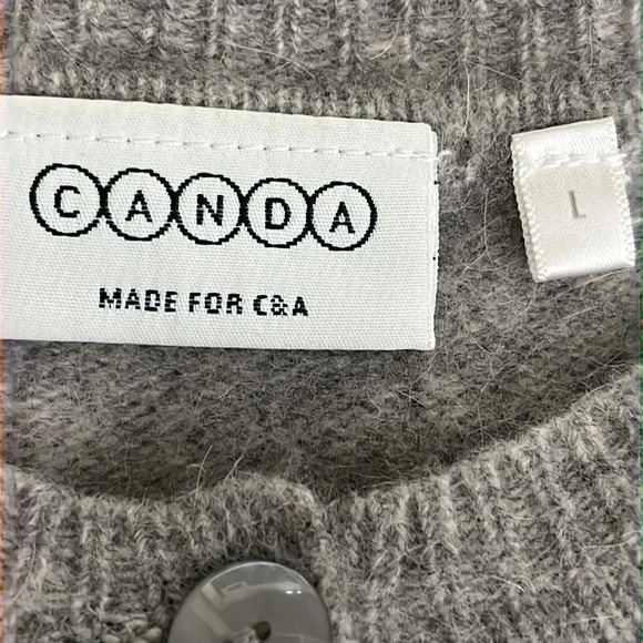 Canda for C&A Embroidered Wool & Angora Cardigan in Gray - Size Large - Picture 5 of 7
